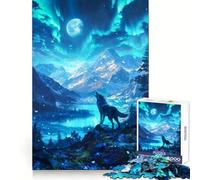 Rompecabezas de 1000 Piezas Lobo Aullando bajo la Luna para Adultos Ideal para Relajarse y desconectar Diseño nítido y Memorable (50x75cm)