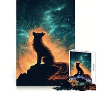 Rompecabezas de 1000 Piezas Lobo Aullando bajo un Cielo de Fuego cósmico para Adultos Ejercicio Mental Escape Relajante Corte de precisión Regalo Ideal de Navidad (38x26cm)