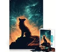 Rompecabezas de 1000 Piezas Lobo Aullando bajo un Cielo de Fuego cósmico para ejercitar la Mente Piezas de Ajuste preciso Un pasatiempo Fascinante para los Momentos de Ocio (38x26cm)