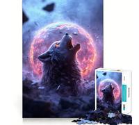 Rompecabezas de 1000 Piezas Lobo Aullando en un Planeta en Llamas Juego cognitivo Divertido con Estructura de Encaje preciso Actividad para Fortalecer los Lazos Familiares (38x52cm)