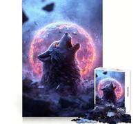 Rompecabezas de 1000 Piezas Lobo Aullando en un Planeta en Llamas para Adolescentes Actividad de Ocio y Ejercicio Inteligente Cierre sin Costuras Regalo de cumpleaños (38x52cm)