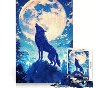 Rompecabezas de 1000 Piezas Lobo Azul Aullando a la Luna para Adolescentes Ideal para Entrenar la concentración, Relajarse y Encontrar el Equilibrio Perfecto Un Regalo estupendo (38x26cm)