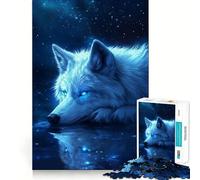 Rompecabezas de 1000 Piezas Lobo Azul Luz de Estrellas Corte Impecable,Juguete de Desarrollo cognitivo,Juego Divertido para el Tiempo Libre,Regalo artístico de Navidad 38x52cm