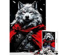 Rompecabezas de 1000 Piezas Lobo Blanco con Capa roja Juegos Divertidos para Pasar el Tiempo en casa Decoración del hogar Juguetes Que fomentan el Amor Entre Parejas (52x38cm)