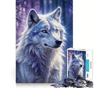 Rompecabezas de 1000 Piezas Lobo Blanco en Invierno - Juguete de desafío Mental - Troquelado de Alta precisión - Divertido Reto para el Tiempo de Espera (38x52cm)