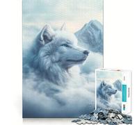 Rompecabezas de 1000 Piezas Lobo Blanco en Las Nubes para Adolescentes Juego de Memoria Mental Cierre Seguro Sin Piezas Sueltas Ideal para Viajar Juego para ejercitar la Mente