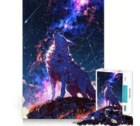 Rompecabezas de 1000 Piezas Lobo Celestial Aullando bajo Las Estrellas Juego de Corte Suave y Creativo Juguete Ideal para Momentos de Ocio y relajación (38x52cm)