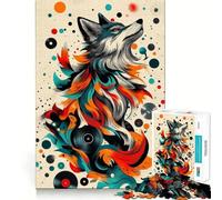 Rompecabezas de 1000 Piezas Lobo con Discos de Vinilo Juego para ejercitar la Mente artesanía de Corte experta pasatiempo Fascinante para Momentos de Ocio (50x75cm)