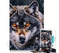 Rompecabezas de 1000 Piezas Lobo con Ojos de Fuego - Juego de Ejercicios de Pensamiento - Encaje Huecos - Desafío Interactivo para el Cerebro en casa (38x52cm)