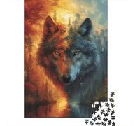 Rompecabezas de 1000 Piezas Lobo Cuadrado Rompecabezas para Adultos y Rompecabezas de Madera Decoración para el Hogar Juguetes de Rompecabezas 1000 Piezas (75x50cm)