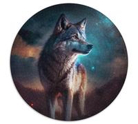 Rompecabezas de 1000 Piezas Lobo de fantasía, Rompecabezas Redondos de 1000 Piezas para Adultos, para decoración del hogar, Entrenamiento Mental y Regalos navideños, 67,5 x 67,5 cm