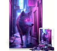 Rompecabezas de 1000 Piezas Lobo de neón en un callejón de la Ciudad para Adultos y Adolescentes Desarrolla la Capacidad Cerebral Diseño Elegante y fácil de Usar Regalo Ideal (38x52cm)