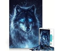 Rompecabezas de 1000 Piezas Lobo de Ojos Azules Piezas Que encajan Perfectamente,Juguete Creativo y Divertido,Momentos acogedores y Divertidos,Regalo de cumpleaños 38x26cm