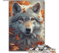 Rompecabezas de 1000 Piezas Lobo de otoño para Adolescentes, Mayores de 14 años, Juegos Familiares, cumpleaños (26x38cm)
