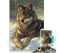 Rompecabezas de 1000 Piezas Lobo descansando en la Nieve para Adultos Juego Que estimula la Mente Superficie Lisa y sin Rebabas Un pasatiempo Fascinante para los Momentos de Ocio (38x26cm)