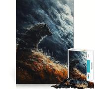 Rompecabezas de 1000 Piezas Lobo en Cielo tormentoso para Adultos Piensa,Entrena y Juega Cierre Seguro,sin Piezas Sueltas aliviar el estrés (38x26cm)