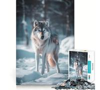 Rompecabezas de 1000 Piezas Lobo en el Bosque nevado Juego cognitivo y Divertido con Estructura de Encaje preciso,Actividad para Fortalecer los Lazos Familiares (38x52cm)