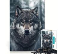 Rompecabezas de 1000 Piezas Lobo en el Bosque nevado para Adolescentes Juego de Habilidades mentales Corte láser para un Ajuste Actividad Relajante para Grupos en Interiores (50x75cm)