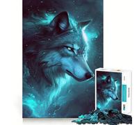 Rompecabezas de 1000 Piezas Lobo en el Espacio/Galaxia,Juego de ingenio de Alta precisión,Troquelado,pasatiempo Fascinante para Momentos de Ocio (38x52cm)