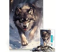 Rompecabezas de 1000 Piezas Lobo en la Nieve para Adultos Diversión y Entrenamiento Mental Corte láser Actividad Relajante para Grupos en Interiores (38x52cm)