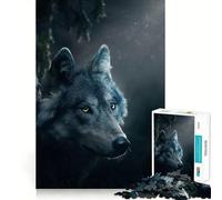 Rompecabezas de 1000 Piezas Lobo en la Noche para Adolescentes Juego de Habilidades mentales Corte láser para un Ajuste Actividad Relajante para Grupos en Interiores (50x75cm)