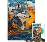 Rompecabezas de 1000 Piezas Lobo en un Paisaje caprichoso para Adultos Diversión y Entrenamiento Mental Corte láser Actividad Relajante para Grupos en Interiores (50x75cm)