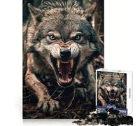 Rompecabezas de 1000 Piezas Lobo Enojado para Adultos Entrenamiento de concentración Diversión sin estrés Encaja Perfectamente Regalo Creativo (38x26cm)