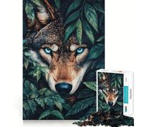 Rompecabezas de 1000 Piezas Lobo Entre el follaje para Adolescentes Juego de Memoria y concentración Calidad Profesional Ideal para Recortar y Relajarse en Grupo (38x26cm)