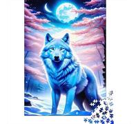Rompecabezas de 1000 Piezas Lobo Escarchado Luna Invernal Papel Reciclado para Adultos Regalo Ideal Actividad en Casa 52x38cm/1000pcs