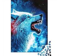 Rompecabezas de 1000 Piezas Lobo Escarchado Rugido Batalla Papel Reciclado Regalo Hombre Mujer Extremo Difícil Desafiante 52x38cm/1000pcs