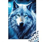 Rompecabezas de 1000 Piezas Lobo Iluminado Luna Vigilante Nocturno Papel Reciclado para Adultos Juego Educativo Desafiante 38x26cm/1000pcs