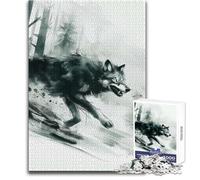 Rompecabezas de 1000 Piezas Lobo Iluminado por la Luna: una Forma Relajante de llenar el Tiempo Libre, Corte preciso y consistente, Juguete de Juego, tamaño 38x26cm