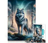 Rompecabezas de 1000 Piezas Lobo Misterioso del Bosque para Adolescentes Juguete Inteligente y fácil de Usar Ideal para el Ocio Diseño preciso Regalo increíble (50x75cm)
