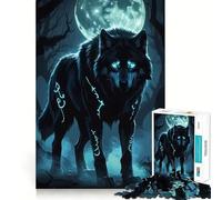 Rompecabezas de 1000 Piezas Lobo místico a la luz de la Luna para Adultos Juguete para la Mente Alivia la ansiedad Bordes precisos Regalo Original (38x52cm)