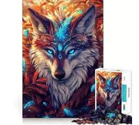 Rompecabezas de 1000 Piezas Lobo Místico con Pluma para Adolescentes Ideal para desarrollar la Memoria, armar sin estrés y Regalar con cariño (50x75cm)