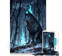 Rompecabezas de 1000 Piezas Lobo místico en el Bosque Invernal para Adolescentes Juguete Inteligente y Divertido Arte Coleccionable de Corte nítido (38x26cm)