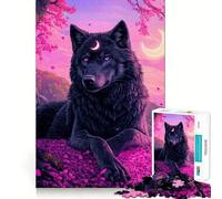 Rompecabezas de 1000 Piezas Lobo Místico Luna Creciente para Adultos Juguete de lógica, Divertido y Relajante Diseño para armar Regalo Ideal para Navidad (38x26cm)