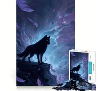 Rompecabezas de 1000 Piezas Lobo Místico - Plumas Caídas para Adultos y Adolescentes Juego Mental, diversión Tranquila, Bordes Afilados, Regalo Memorable (38x52cm)