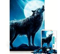 Rompecabezas de 1000 Piezas Lobo Negro,Arte de Corte Preciso,Juguete de Desafío Mental,Juego Fácil,Regalo de Cumpleaños para Mentalidad 38x52cm