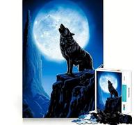 Rompecabezas de 1000 Piezas Lobo Negro,Arte de Corte Preciso,Juguete de Desafío Mental,Juego Fácil,Regalo de Cumpleaños para Mentalidad 50x75cm