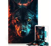 Rompecabezas de 1000 Piezas Lobo Negro Desatado Diversión con articulaciones precisas,Juego para ejercitar la Mente,Juego para Momentos de Paz,decoración navideña 50x75cm