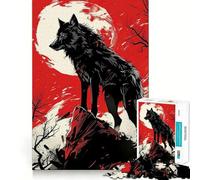 Rompecabezas de 1000 Piezas Lobo Negro,Juego de Ajuste preciso,Juguete Creativo y Divertido,Juego de Paz,Regalo navideño Tranquilo 38x26cm