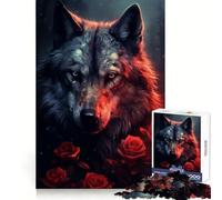 Rompecabezas de 1000 Piezas Lobo Poderoso en Rosa Roja para Adultos Diseño de Entrenamiento, Sereno y con Bordes definidos Regalo Creativo (50x75cm)