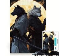 Rompecabezas de 1000 Piezas Lobo Samurai y Pistolero para Adolescentes,Juego de Entrenamiento cognitivo,Ajuste, Compacto,Divertido para Jugar en Familia (38x52cm)