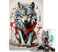 Rompecabezas de 1000 Piezas Lobo Valiente,Arte de Corte Exacto,Rompecabezas de Lógica,Juego de Ocio,Divertido,Decoración Navideña para Pared (38x52cm)