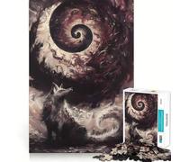 Rompecabezas de 1000 Piezas Lobo y Galaxia Espiral para Adultos Juego de Memoria y concentración Ajuste, Compacto y Divertido para Jugar en Familia (38x26cm)
