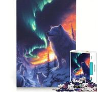 Rompecabezas de 1000 Piezas Lobos bajo la Aurora Boreal Juego práctico interacción Entre Padres e Hijos colección de Artistas Bellas Artes 50x75cm