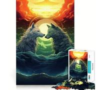Rompecabezas de 1000 Piezas Lobos bajo la luz de la Luna para Adultos Juego de Ejercicios y Pensamiento Ajuste Espacios Actividad para Fortalecer los Lazos Familiares (38x52cm)