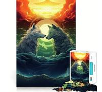 Rompecabezas de 1000 Piezas Lobos bajo la luz de la Luna para Adultos Juego Divertido y Relajante Corte láser Tiempo de Tranquilidad y Ejercicio Mental en casa (50x75cm)