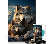 Rompecabezas de 1000 Piezas Lobos en Las montañas Nevadas para Adultos Juego de concentración Mental, Corte láser Actividad Nocturna Divertida para Toda la Familia (50x75cm)